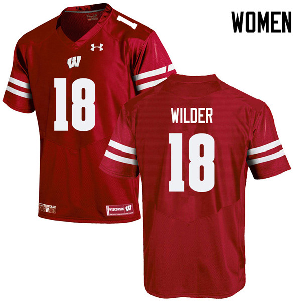 Wisconsin Badgers Women's #18 Collin Wilder NCAA Under Armour Authentic Red College Stitched Football Jersey AS40Z50XX